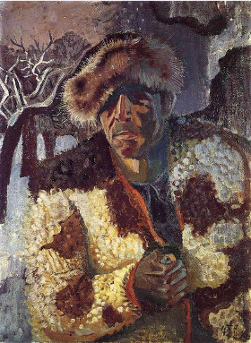 Self-portrait in Fur Cap against Winter Landscape <br /><i>Selbstbildnis mit Pelzkappe vor Winterlandschaft</i>